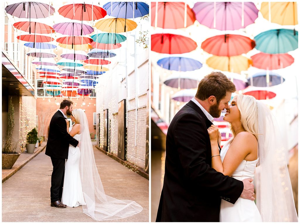 Chattanooga, Tennessee photographer captures bride and groom at Umbrella Alley