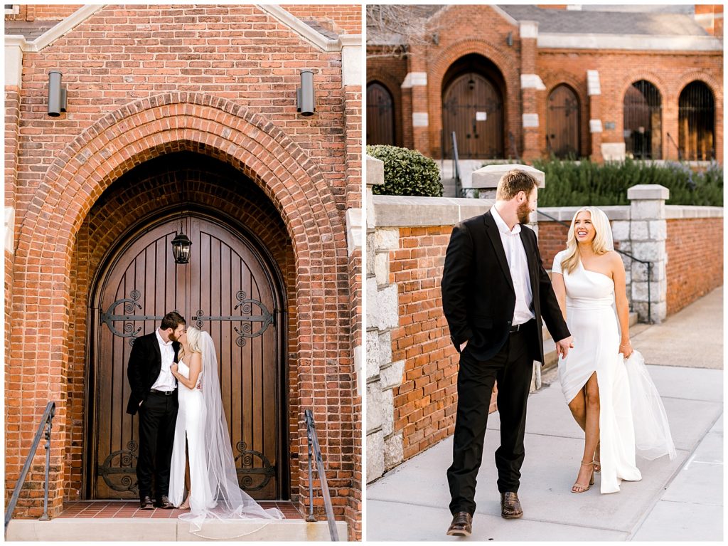 Photographer captures bride and groom at St. Pauls Episcopal Church